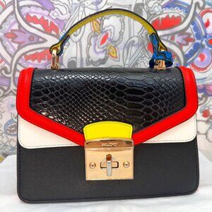 Aldo Color Block Satchel with Crossbody Strap Rare Color Combo